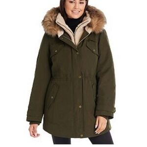 Koolaburra by UGG Women's Parka Winter Jacket Sz S Sherpa Bib Faux Fur Trim Cozy